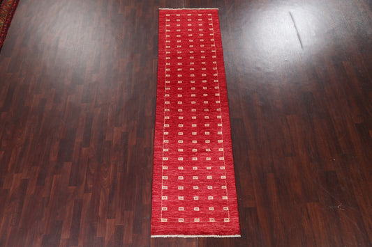 Red Wool Gabbeh Kashkoli Oriental Runner Rug 3x10