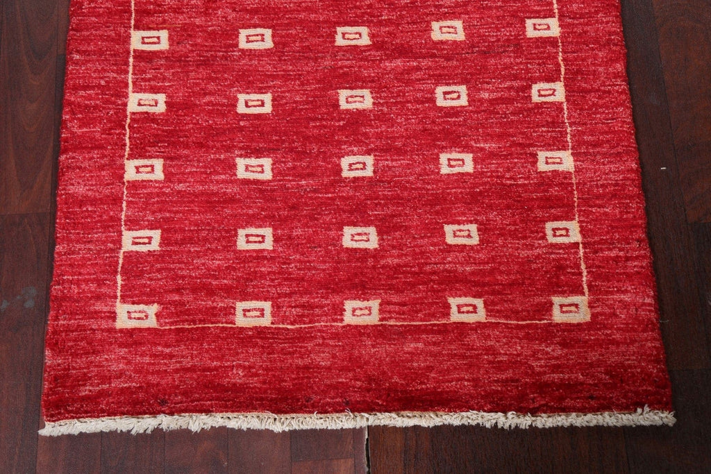 Red Wool Gabbeh Kashkoli Oriental Runner Rug 3x10