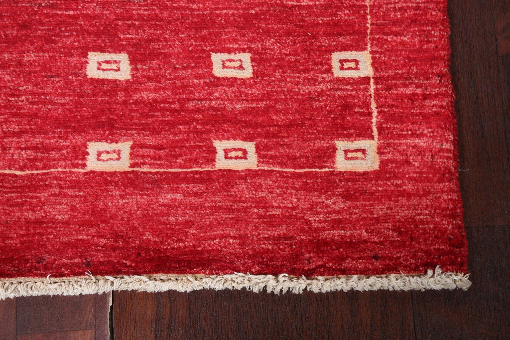 Red Wool Gabbeh Kashkoli Oriental Runner Rug 3x10