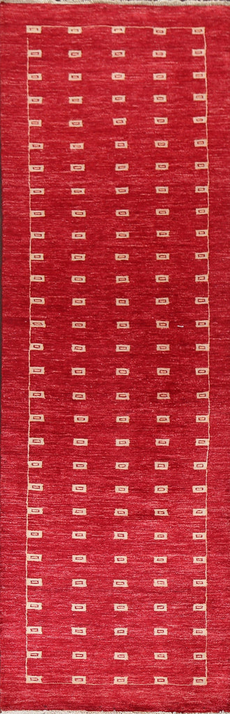 Red Wool Gabbeh Kashkoli Oriental Runner Rug 3x10