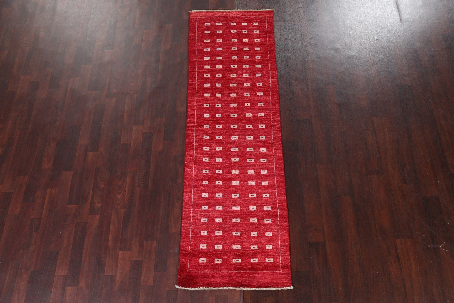 Red Wool Gabbeh Kashkoli Oriental Runner Rug 3x8