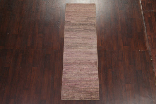 Brown/ Purple Gabbeh Kashkoli Oriental Runner Rug 3x8