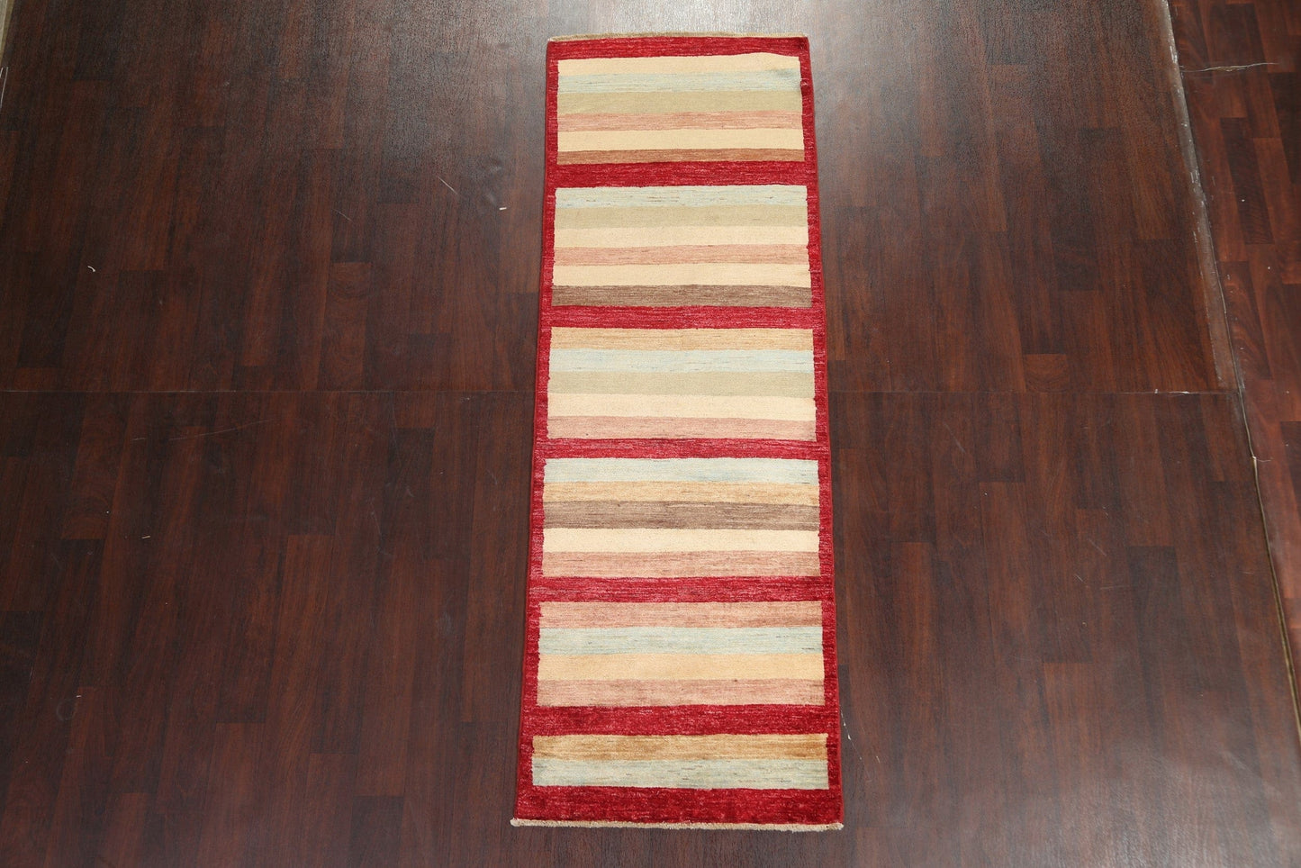 Striped Gabbeh Kashkoli Oriental Runner Rug 3x8