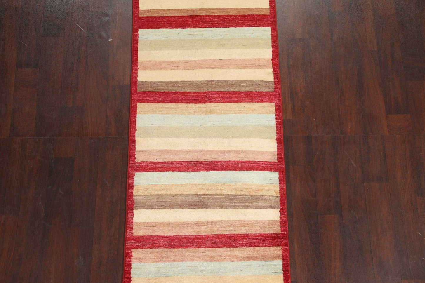 Striped Gabbeh Kashkoli Oriental Runner Rug 3x8