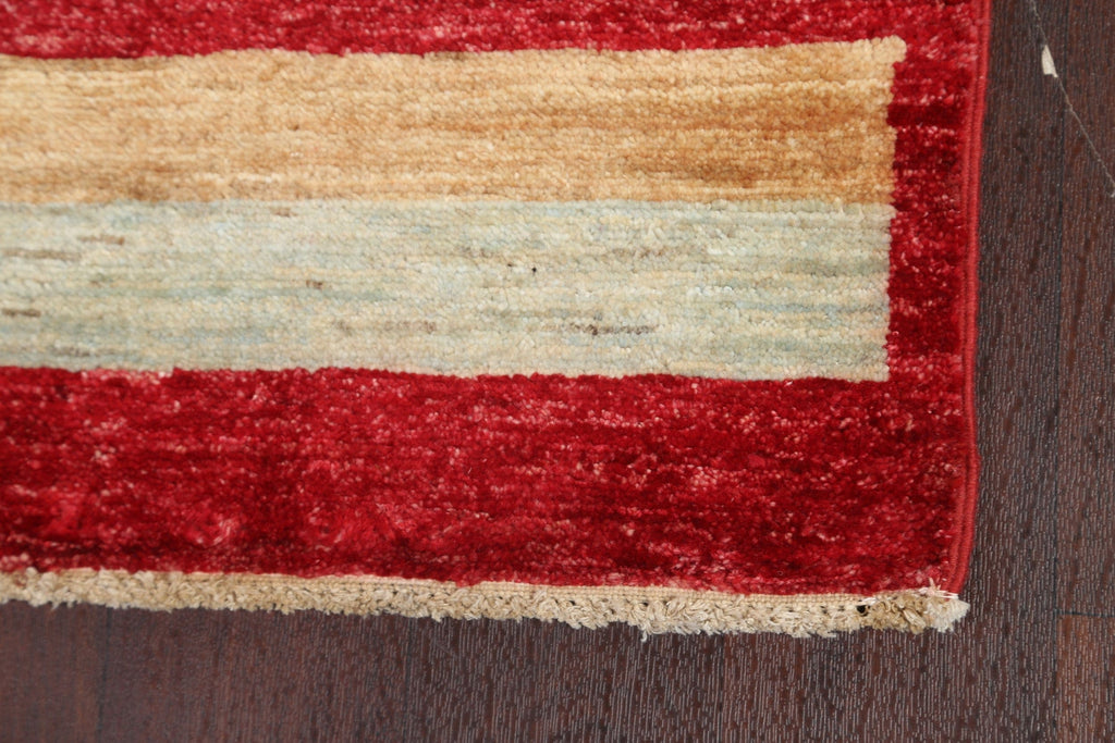 Striped Gabbeh Kashkoli Oriental Runner Rug 3x8