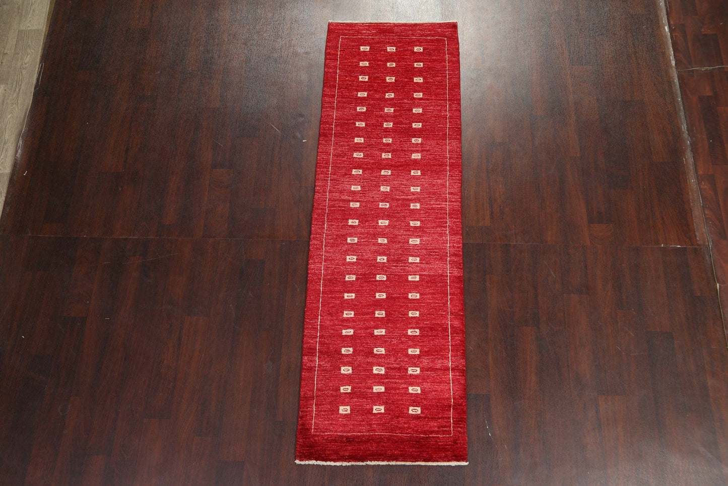 Red Gabbeh Kashkoli Oriental Runner Rug 3x8