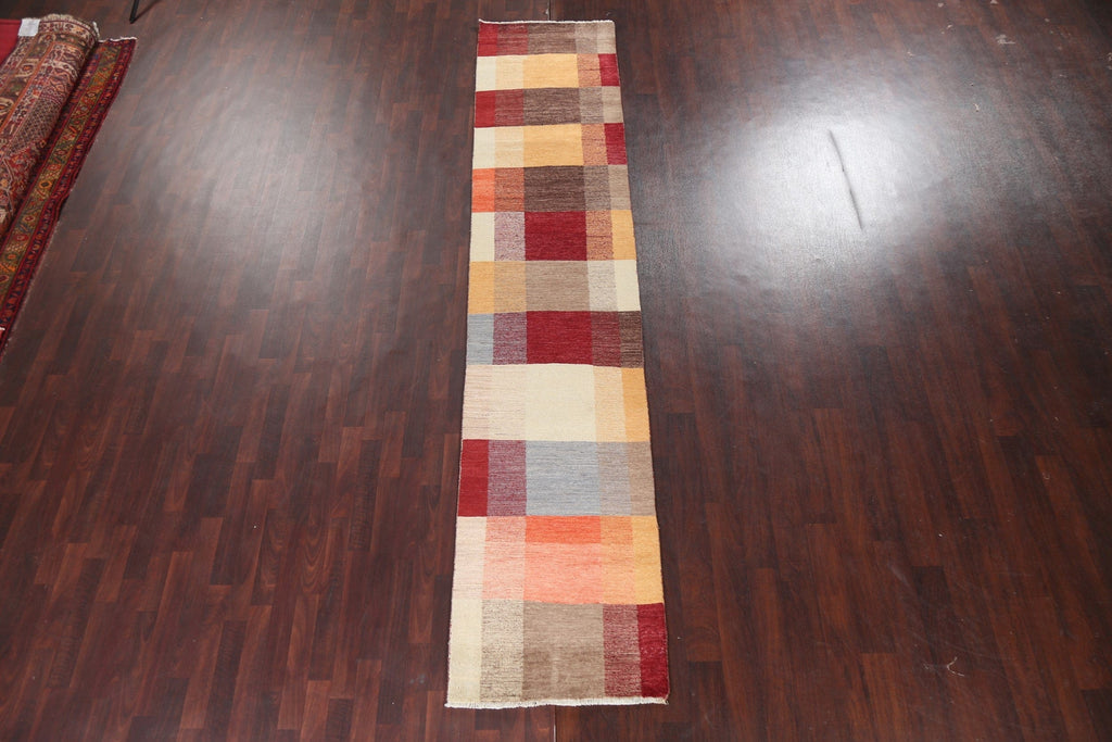 Contemporary Gabbeh Kashkoli Oriental Runner Rug 3x12