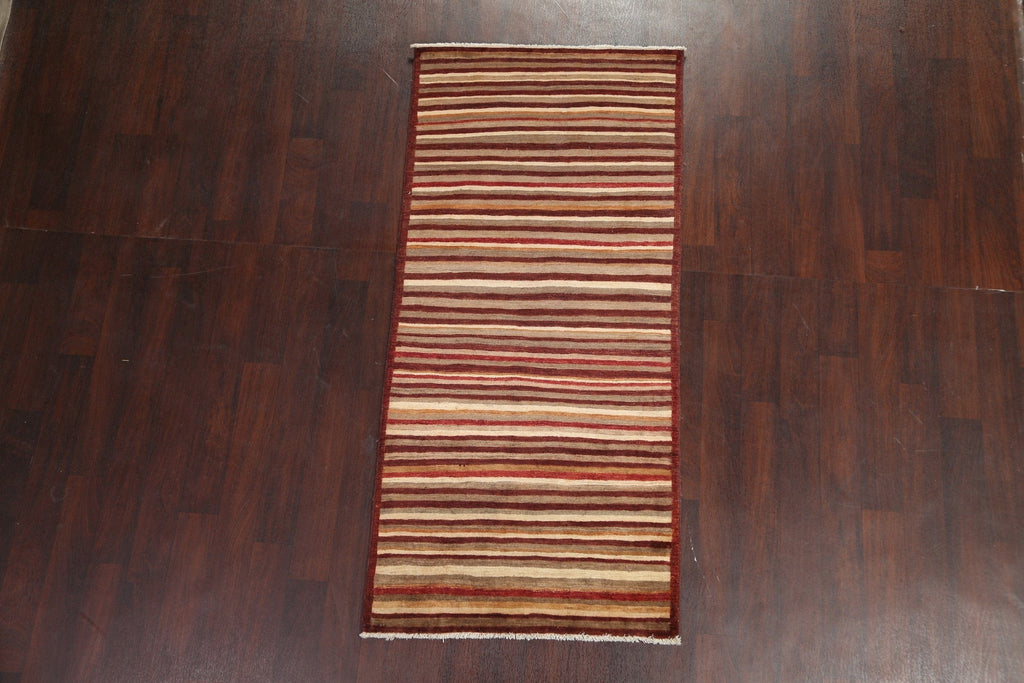 Contemporary Gabbeh Kashkoli Oriental Runner Rug 3x7