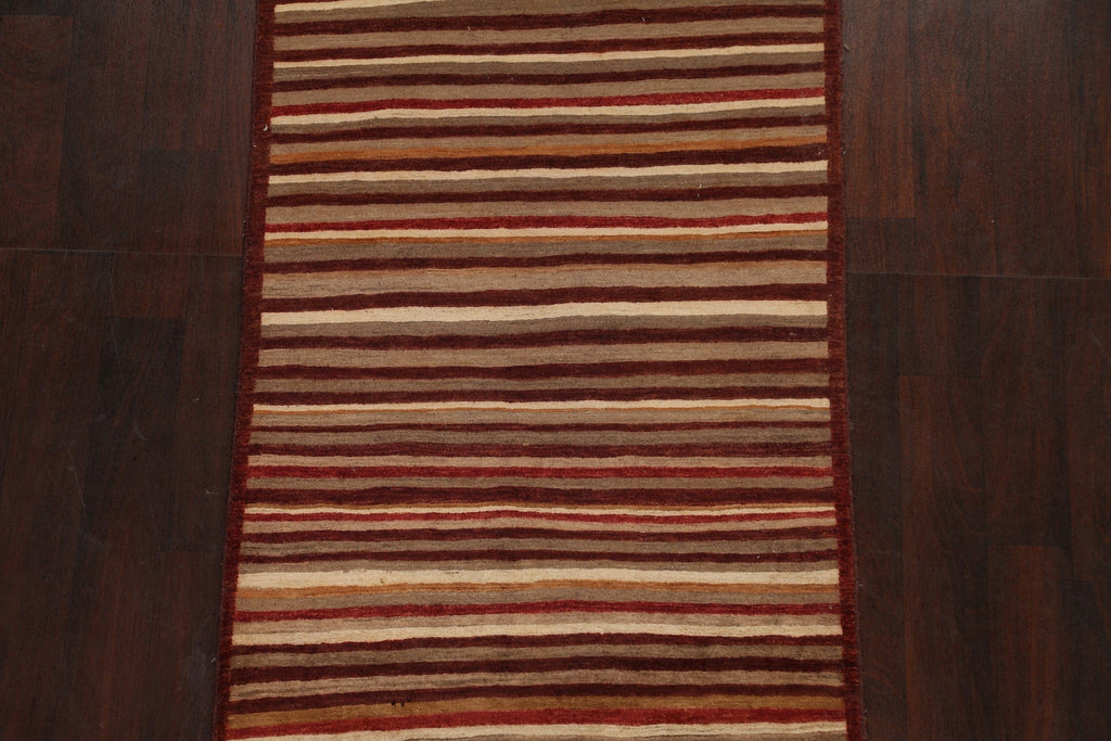 Contemporary Gabbeh Kashkoli Oriental Runner Rug 3x7