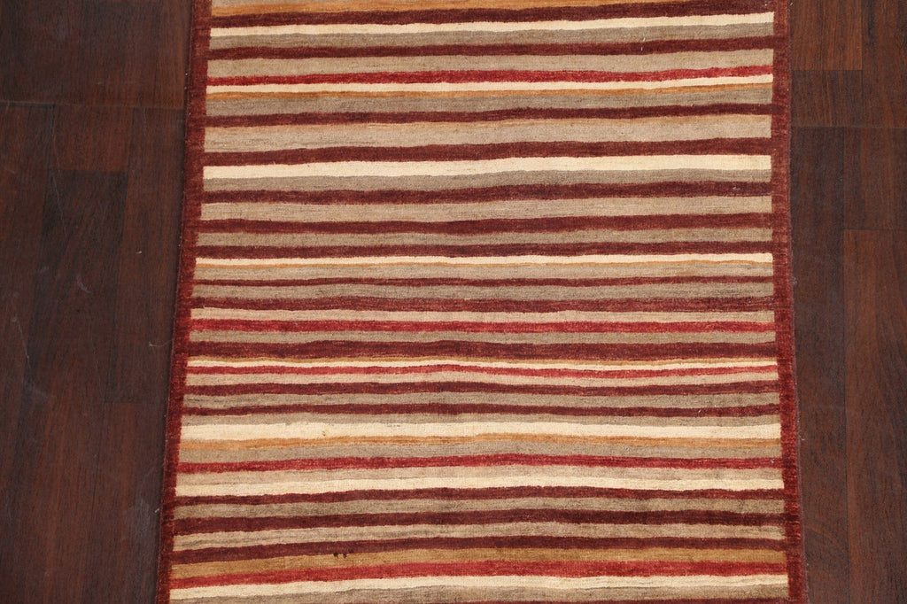 Contemporary Gabbeh Kashkoli Oriental Runner Rug 3x7