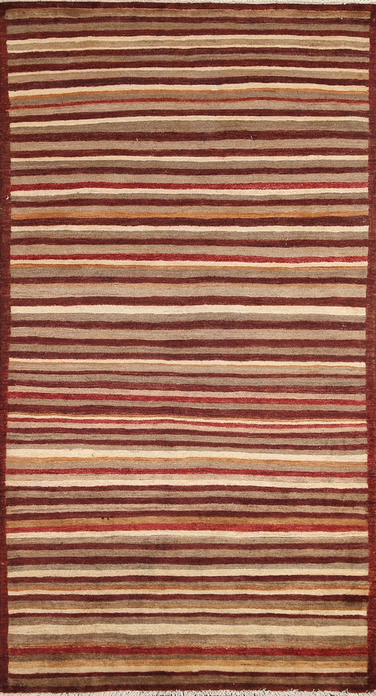 Contemporary Gabbeh Kashkoli Oriental Runner Rug 3x7