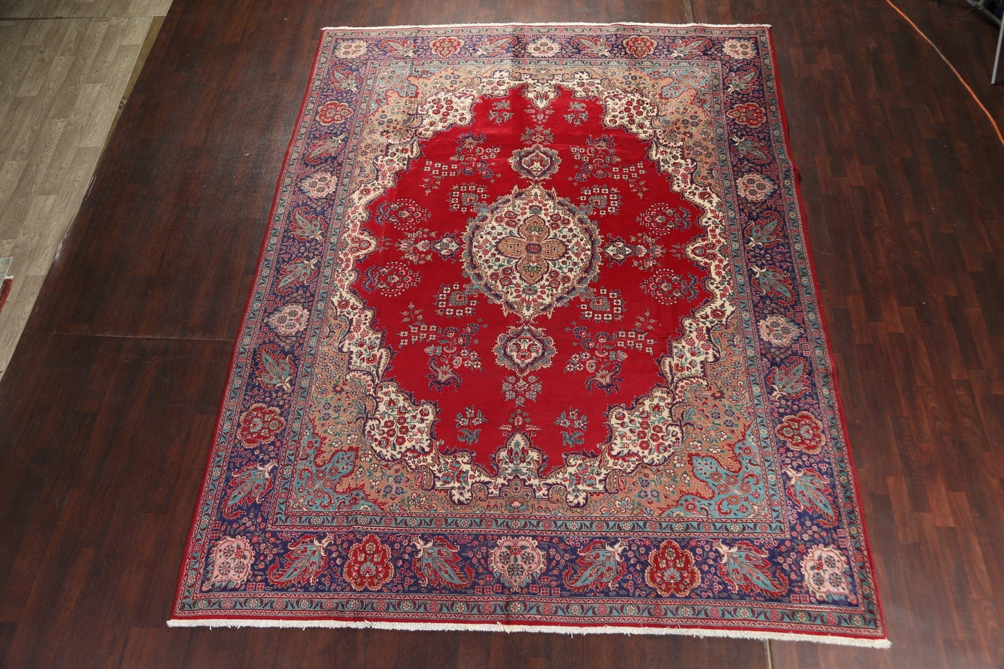 Vintage Red Handmade Tabriz Persian Wool Rug 10x13