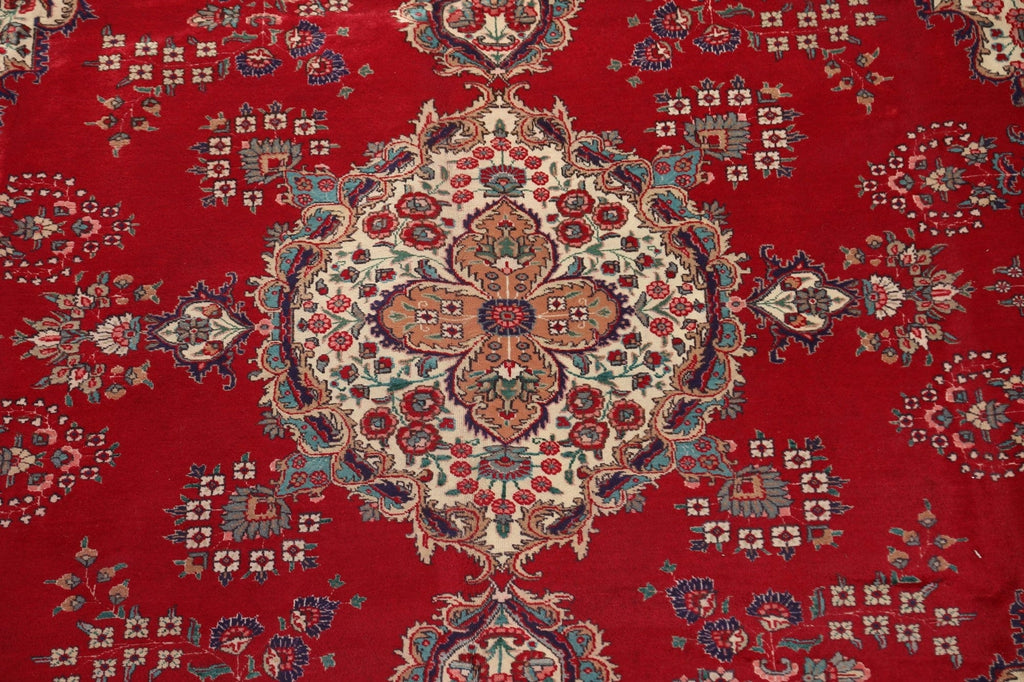 Vintage Red Handmade Tabriz Persian Wool Rug 10x13