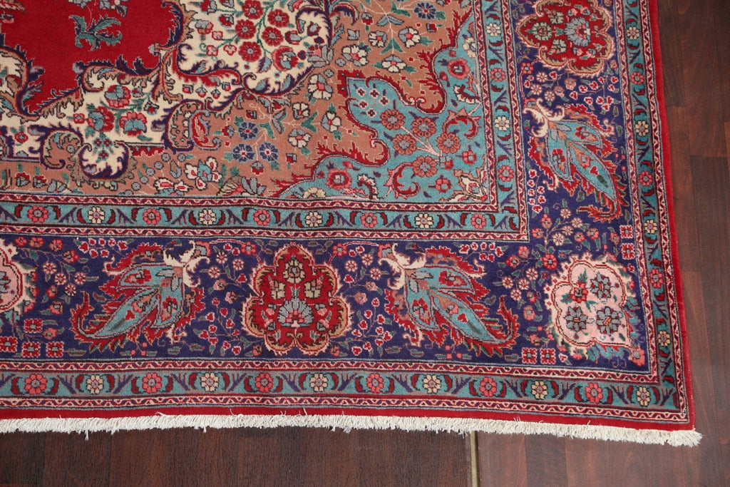 Vintage Red Handmade Tabriz Persian Wool Rug 10x13