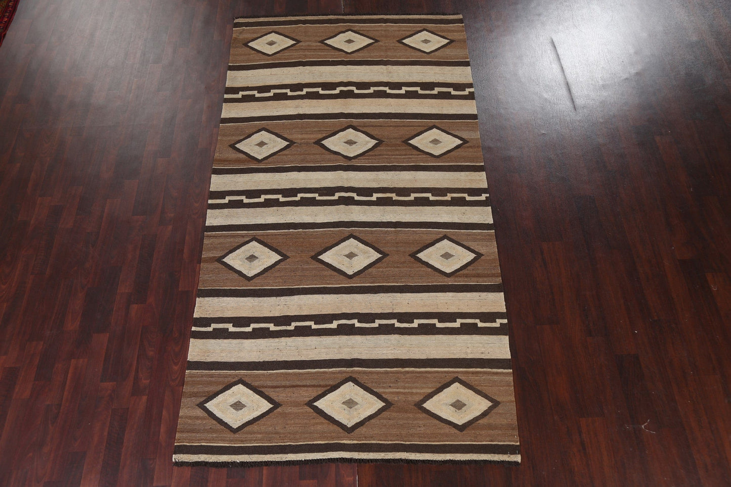 Geometric Kilim Natural Dye Wool Rug 6x10