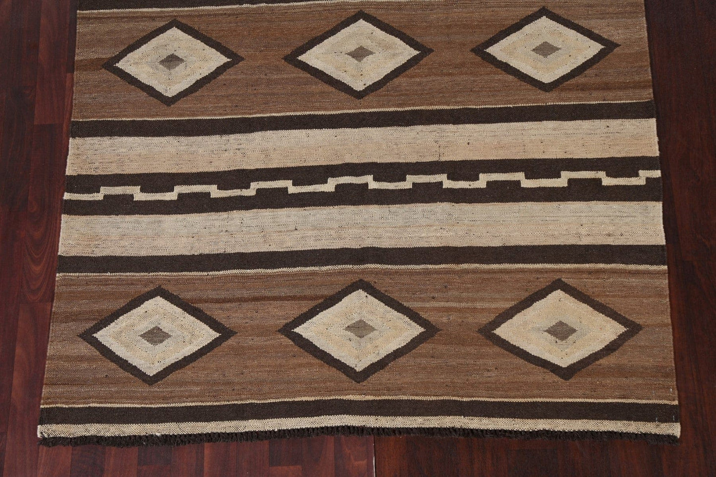 Geometric Kilim Natural Dye Wool Rug 6x10