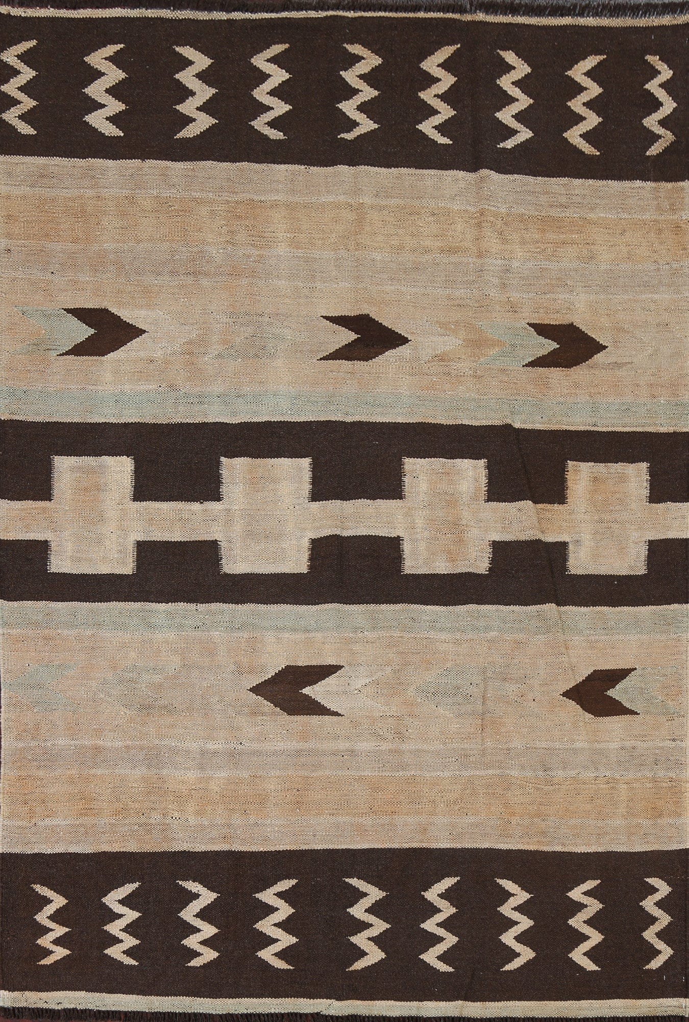 Natural Dye Kilim Oriental Wool Rug 6x8