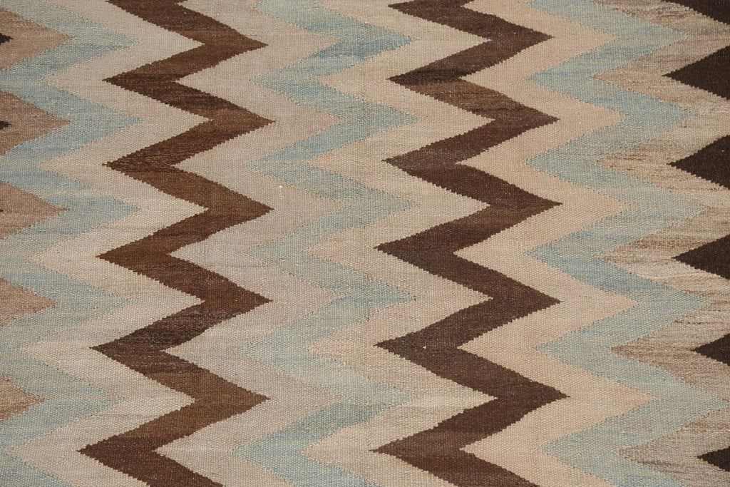 Chevron Style Kilim Natural Dye Wool Rug 5x9