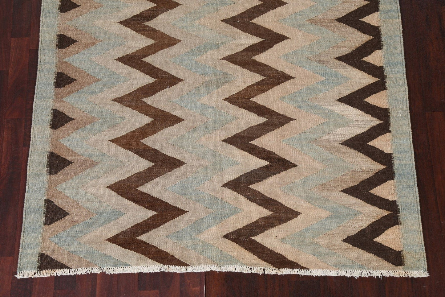 Chevron Style Kilim Natural Dye Wool Rug 5x9