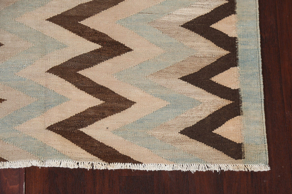 Chevron Style Kilim Natural Dye Wool Rug 5x9