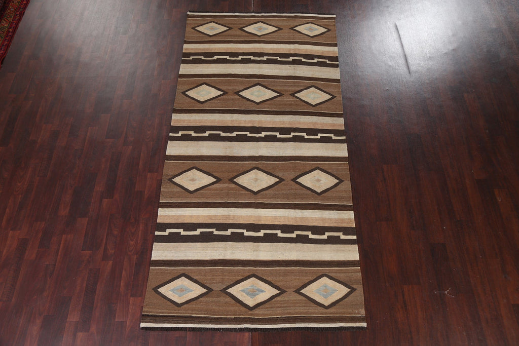 Tribal Brown Kilim Natural Dye Area Rug 5x10