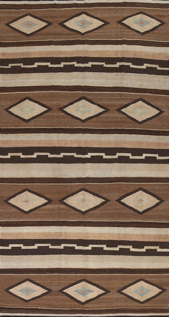 Tribal Brown Kilim Natural Dye Area Rug 5x10