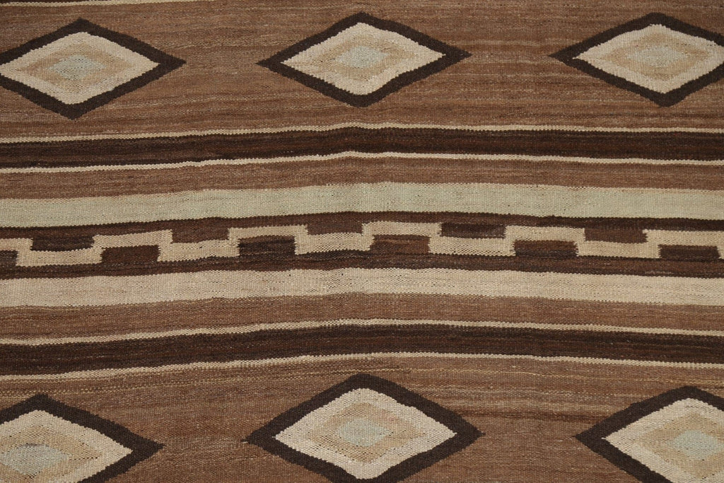 Brown Geometric Kilim Natural Dye Area Rug 6x10