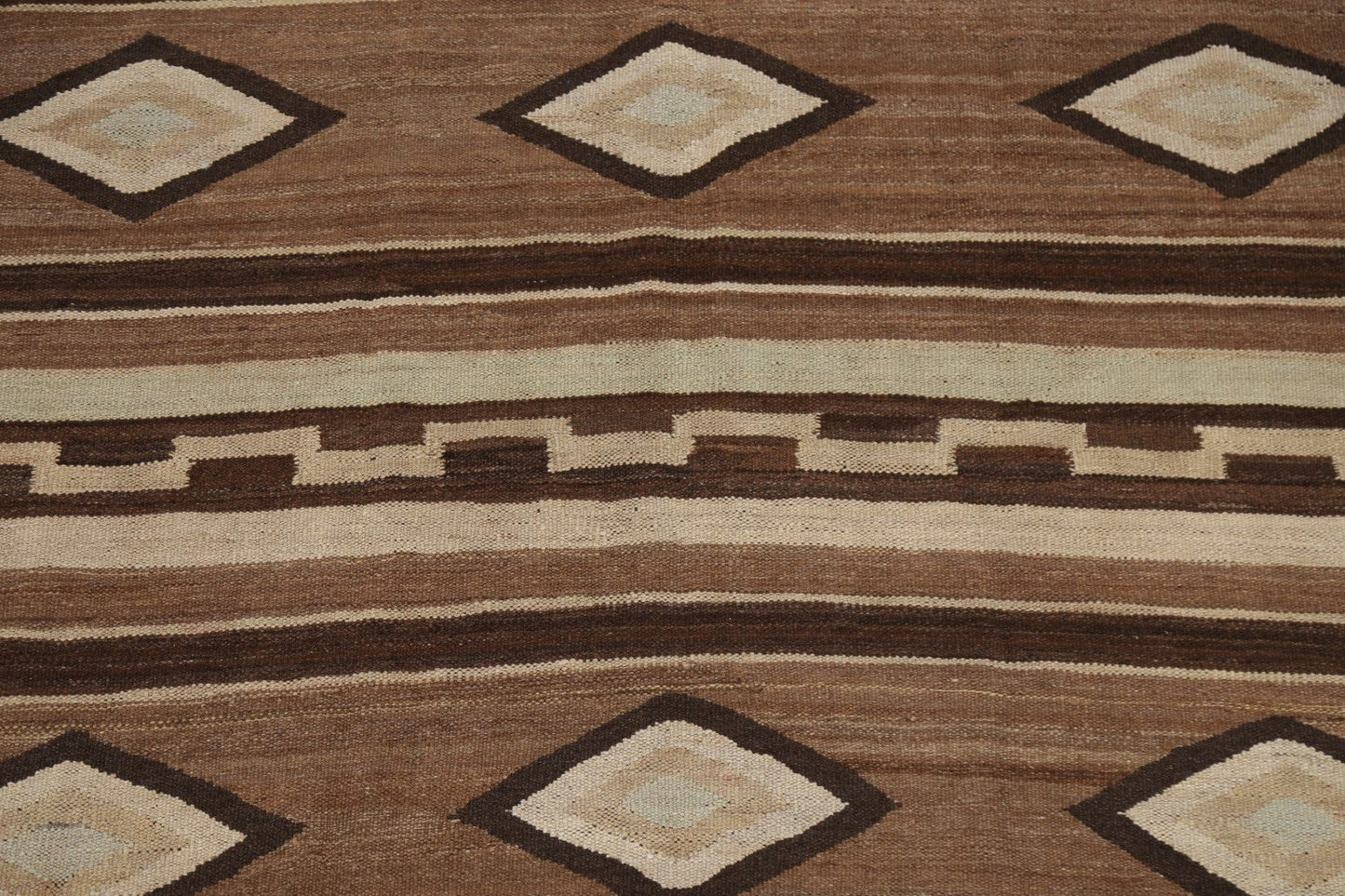 Brown Geometric Kilim Natural Dye Area Rug 6x10