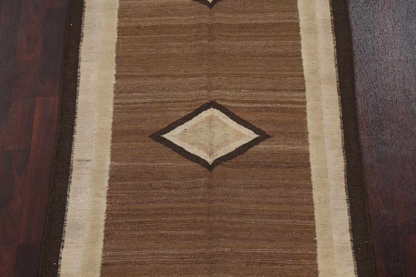 Natural Dye Geometric Kilim Oriental Runner Rug 3x13