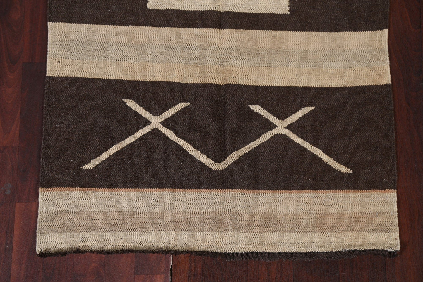 Natural Dye Geometric Kilim Oriental Runner Rug 3x13