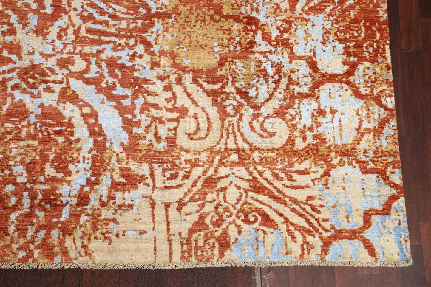 Vegetable Dye Wool/ Silk Abstract Oriental Rug 9x12