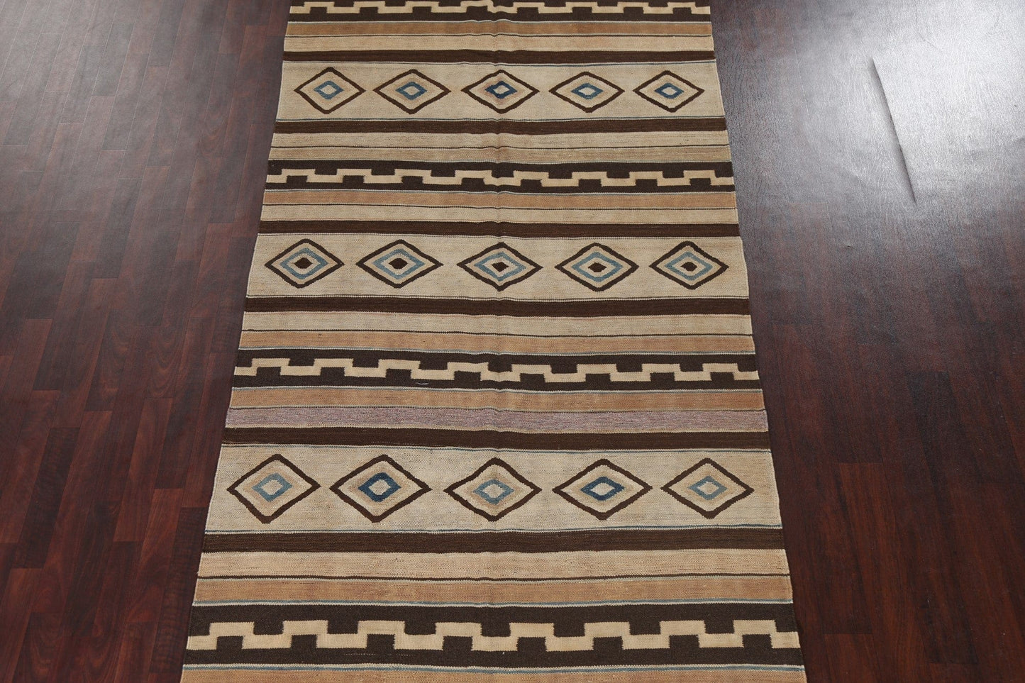 Tribal Wool Kilim Natural Dye Oriental Rug 5x13