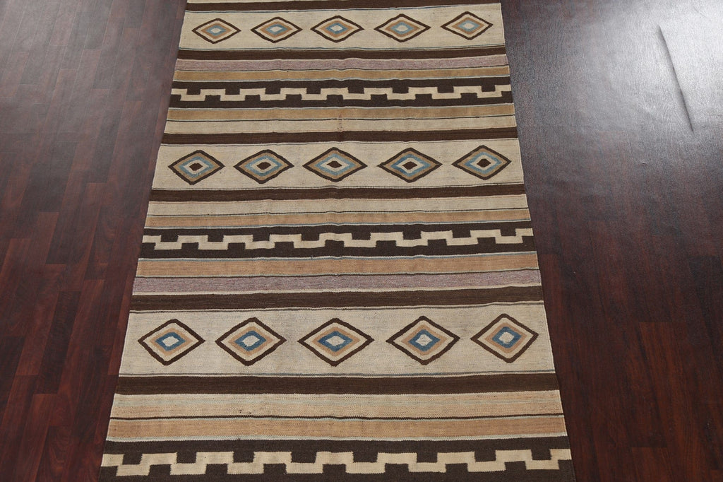 Tribal Geometric Kilim Natural Dye Oriental Rug 5x14