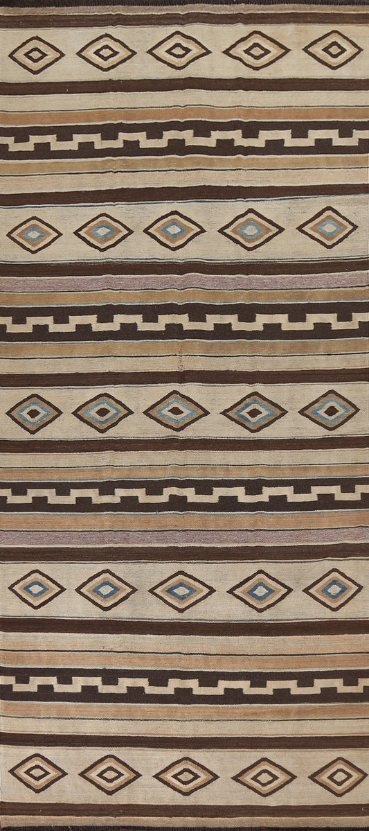 Tribal Geometric Kilim Natural Dye Oriental Rug 5x14