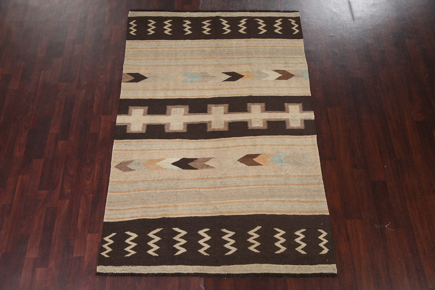 Natural Dye Wool Kilim Oriental Area Rug 7x8