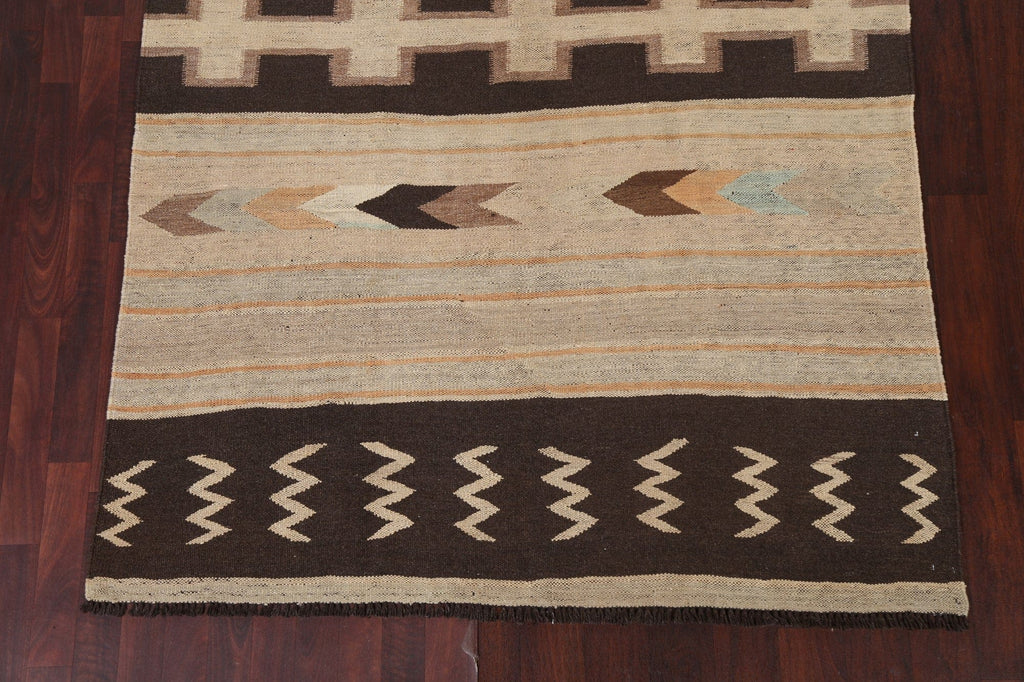 Natural Dye Wool Kilim Oriental Area Rug 7x8