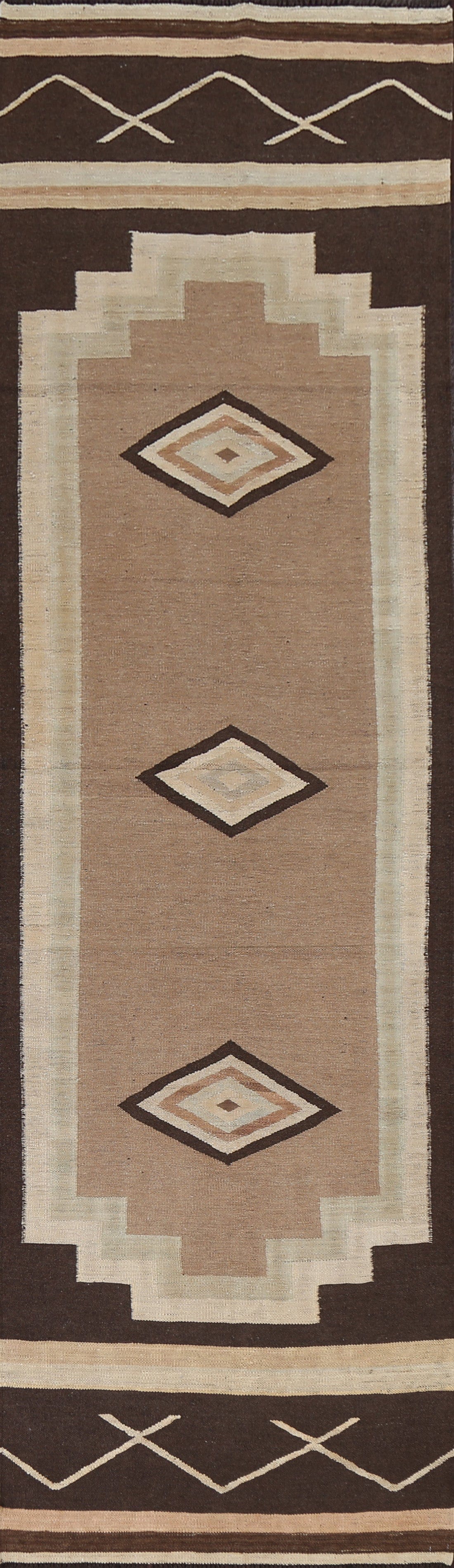 Natural Dye Kilim Oriental Runner Rug 3x13