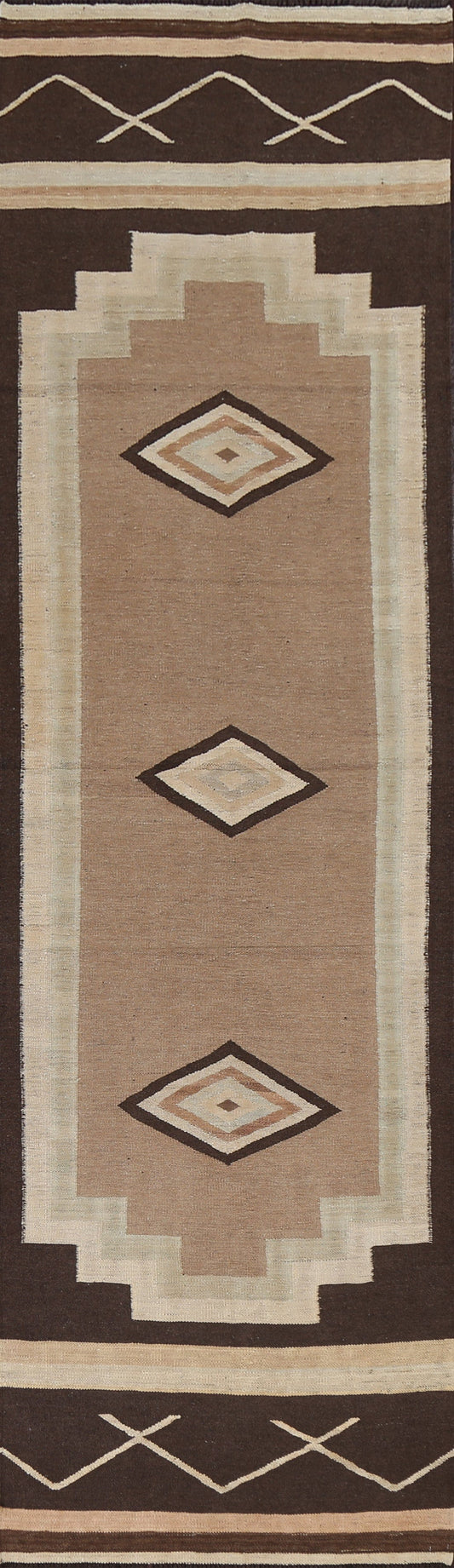 Natural Dye Kilim Oriental Runner Rug 3x13