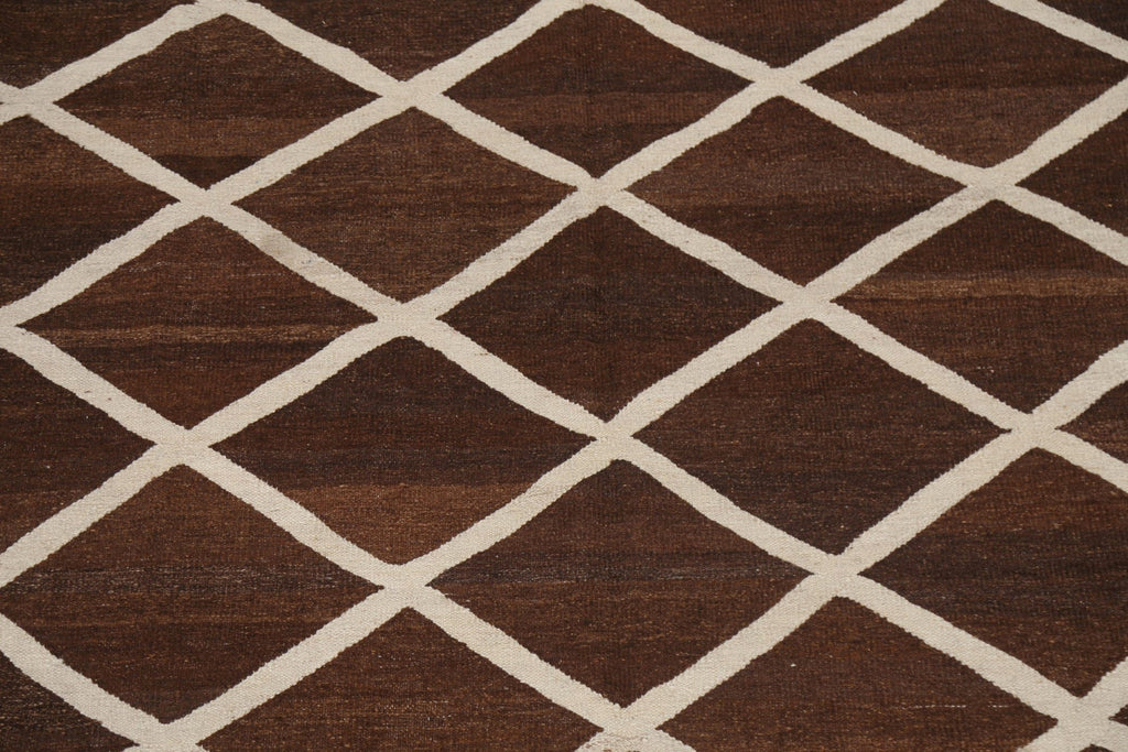 Natural Dye Trellis Kilim Oriental Area Rug 10x14