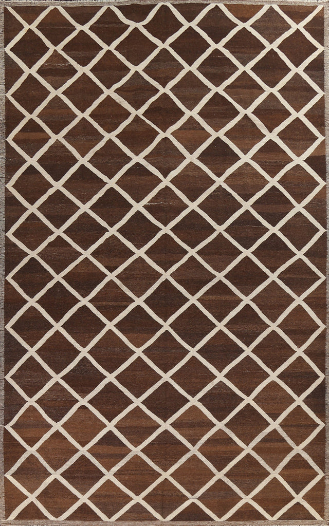 Natural Dye Trellis Kilim Oriental Area Rug 10x14