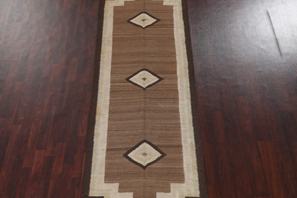 Natural Dye Wool Kilim Oriental Runner Rug 3x12