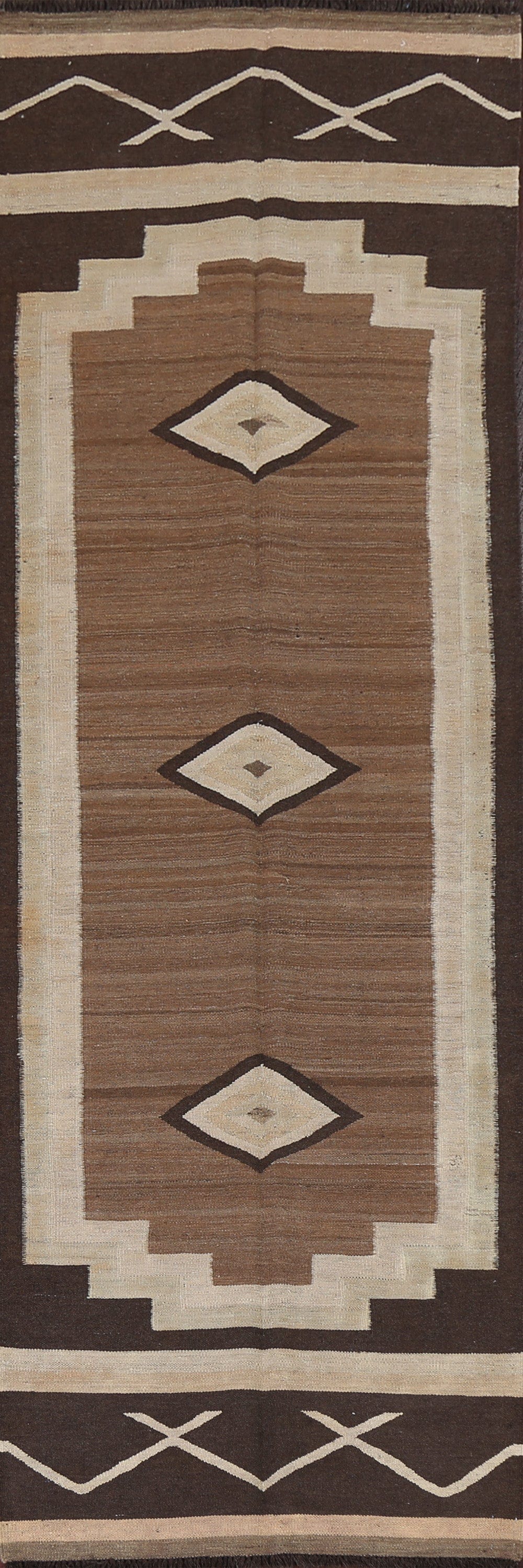 Natural Dye Wool Kilim Oriental Runner Rug 3x12