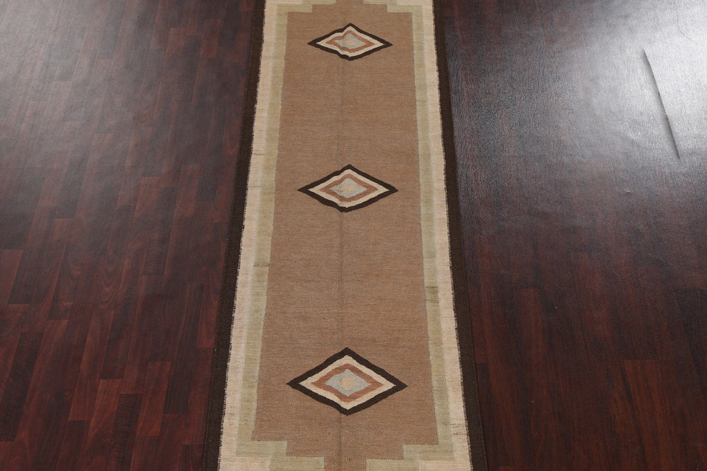 Natural Dye Wool Kilim Oriental Runner Rug 3x13