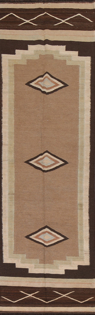 Natural Dye Wool Kilim Oriental Runner Rug 3x13