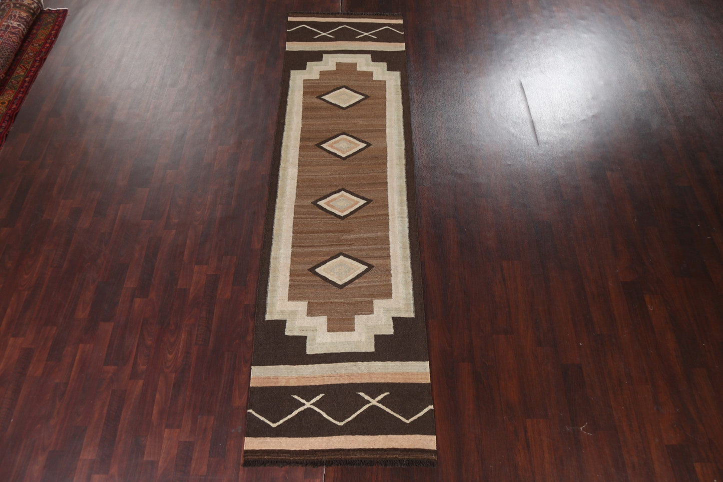 Natural Dye Wool Kilim Oriental Runner Rug 3x12