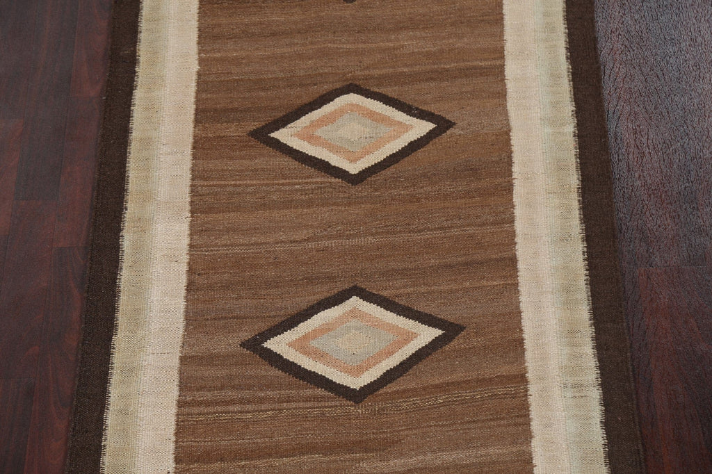 Natural Dye Wool Kilim Oriental Runner Rug 3x12