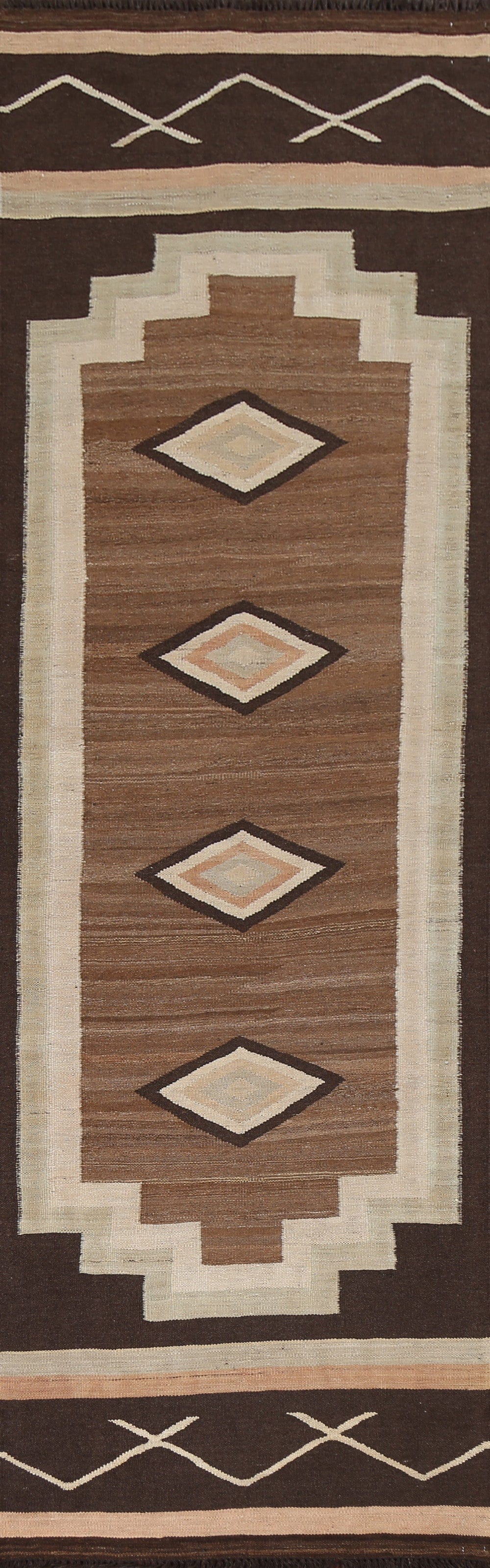 Natural Dye Wool Kilim Oriental Runner Rug 3x12