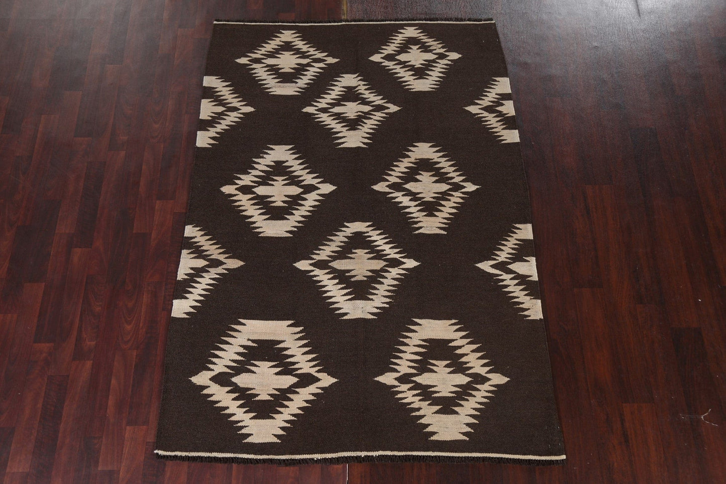 Natural Dye Geometric Kilim Oriental Area Rug 5x7