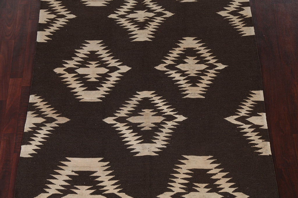 Natural Dye Geometric Kilim Oriental Area Rug 5x7