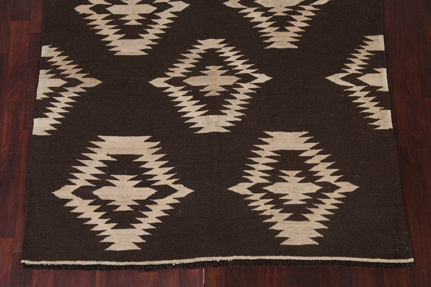 Natural Dye Geometric Kilim Oriental Area Rug 5x7